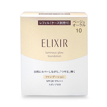 資生堂 エリクシール シュペリエル つや玉ファンデーション T (スポンジ付き) SPF28・PA+++ 10g #ベージュオークル10 レフィル