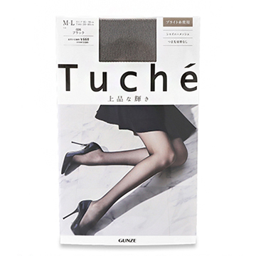 グンゼ Tuche (トゥシェ) シャイニーメッシュ柄ストッキング M～L #026 ブラック