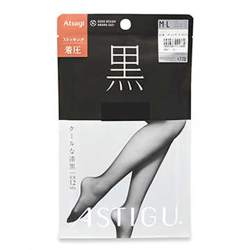 アツギ アスティーグ 【黒】 クールな漆黒 着圧 ストッキング M～L #016 ディープブラック