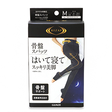グンゼ ライザップ おやすみ用 骨盤スパッツ12分丈 M #725 モクチャコール